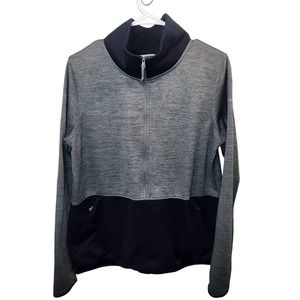Columbia Men's Large Two Tone Black Gray Full Zip Sweater‎